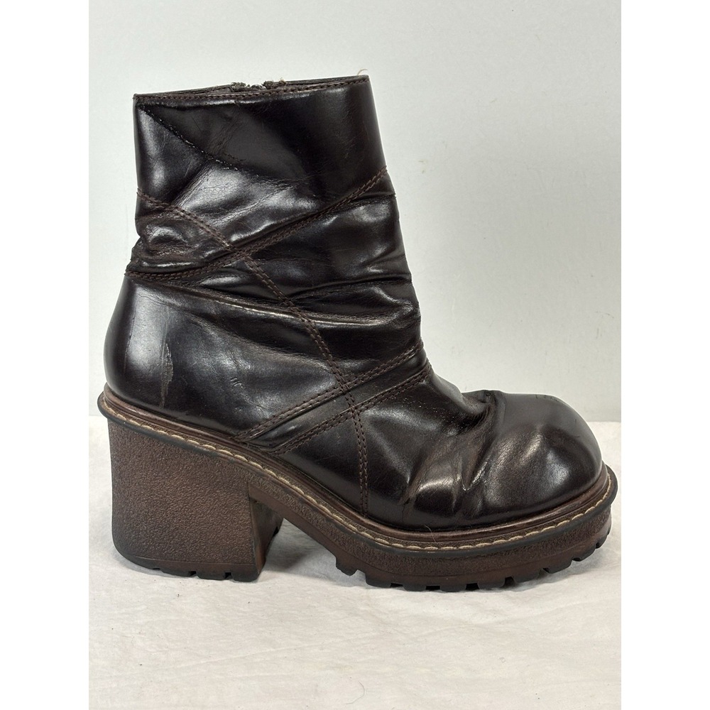 Vtg Y2K LEI Forrest Brown Boots Women's 8.5 Chunky Bratz Platform Vegan Leather